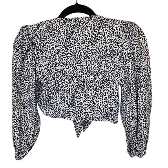 Express Women's XXS Animal Print Long Sleeve Tie-Front Long Sleeve Crop Top - Picture 9 of 16